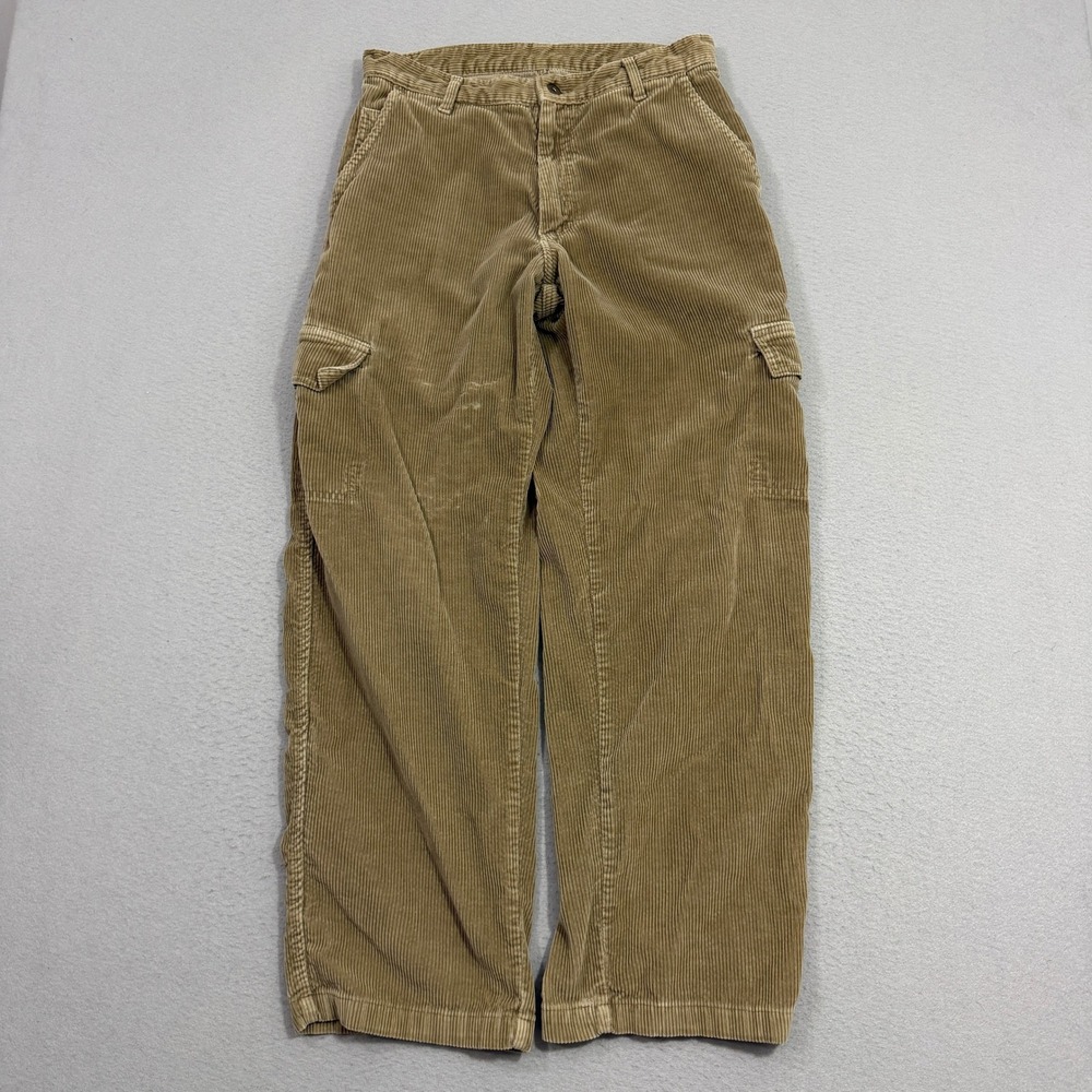 Vintage Lee Pants 30x30 Tan Dungarees Corduroy Cargo Straight Leg Workwear 90s